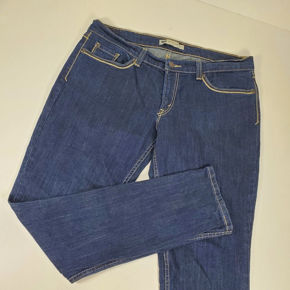 Levi's 524 Too Superlow Jeans Womens 15M 32x32 Blue Denim Stretch Skinny Leg